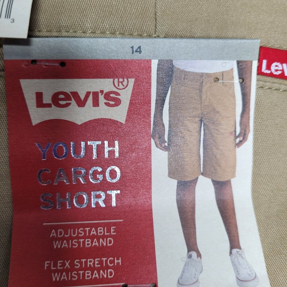 Levi's youth tan cargo shorts adjustable waistband size 14 NWT